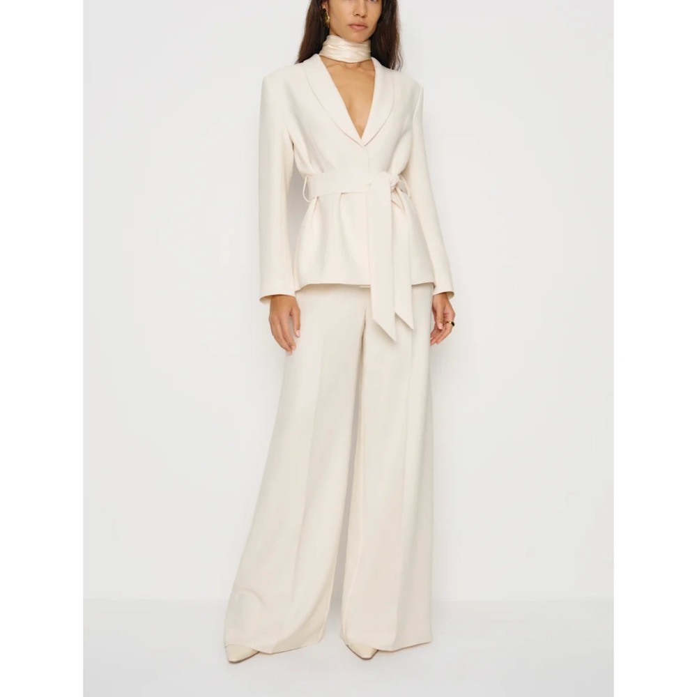 Reformation Lea Two Piece Blazer Pant Set Fior Di Latte Cream Ivory 8 NEW
